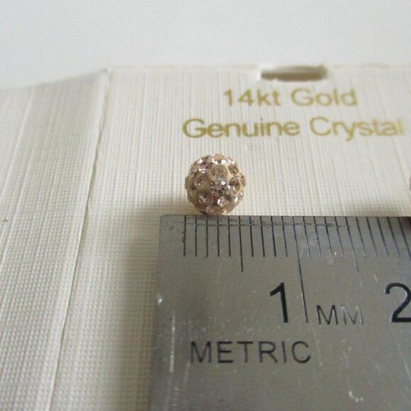 14k gold genuine crysta disco ball stud earrings - Picture 6 of 6